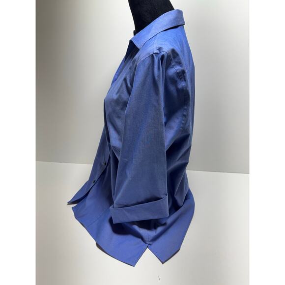 Lands End Women’s Sz 18W Blue Button Up No Iron Pin Point Oxford Business Office - Picture 7 of 7